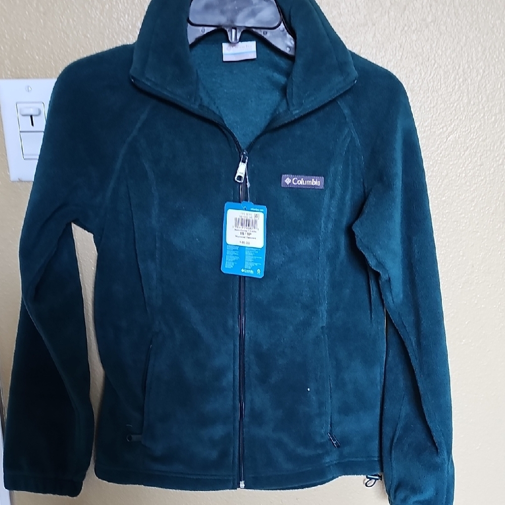 Columbia Green Fleece Jacket Full-Zip Plush